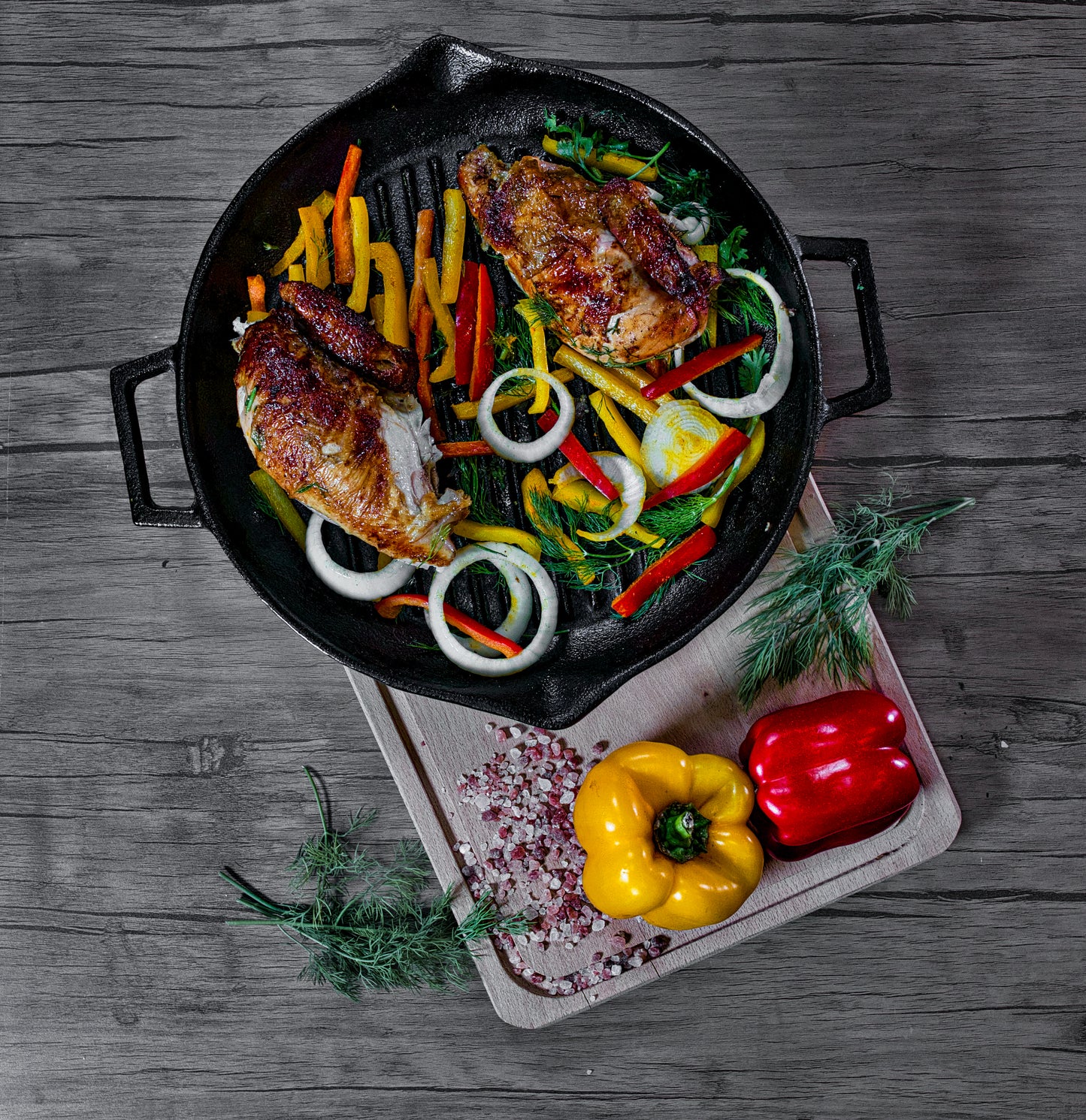 32 CM DUAL HANDLE CAST IRON DEEP GRILL